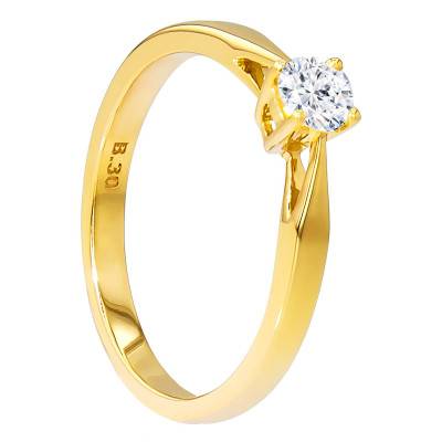 Bague solitaire diamant de synthèse 0,30 ct & Or Jaune 750 - Ocarat