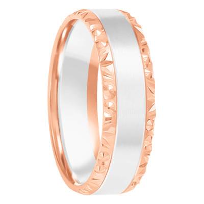 Alliance Demi-Bombée Confort Texturée en 2 Ors 375, Largeur 4 mm ou 5 mm - Amore