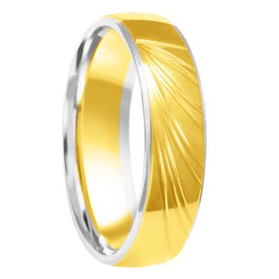 Alliance Demi-Bombée Confort Étoilée en 2 Ors 750, Largeur 4 mm ou 5 mm - Amore