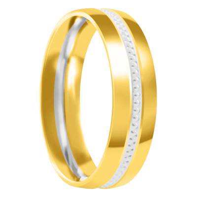 Alliance Demi-Bombée Confort Perlée en 2 Ors 750, Largeur 4 mm ou 5 mm - Amore
