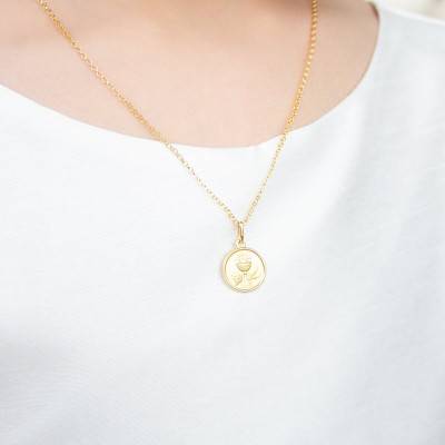 Médaille Calice en Or Jaune 750, Diamètre 14mm - Argyor