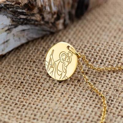 Médaille Saint Christophe Laser en Or Jaune 750, Diamètre 16 mm - Argyor