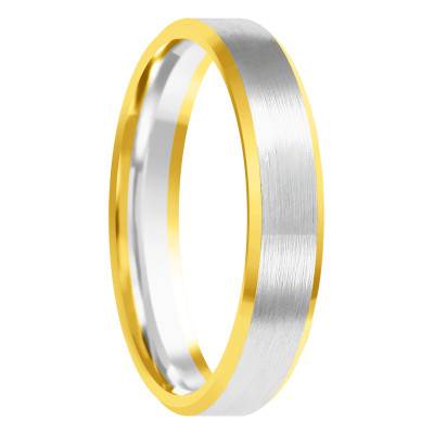 375 Yellow and Gray Gold Comfort Brushed Ribbon Wedding Ring, Width 3 to 5 mm - Amore