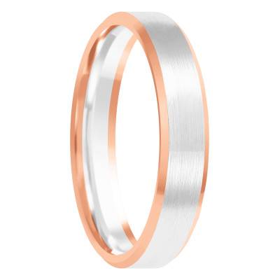 Alliance Ruban Confort Brossée en 2 Ors Rose et Gris 375, Largeur de 3 à 5 mm - Amore