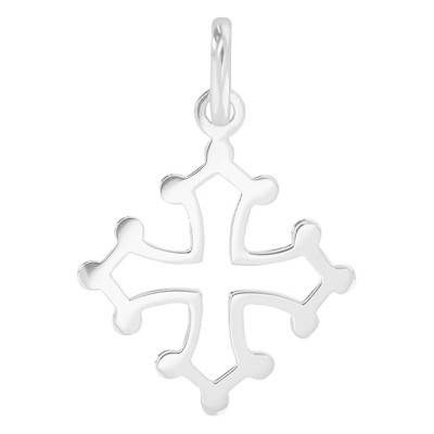 Croix Occitane Ajourée fil massif Or Blanc - Emanessence