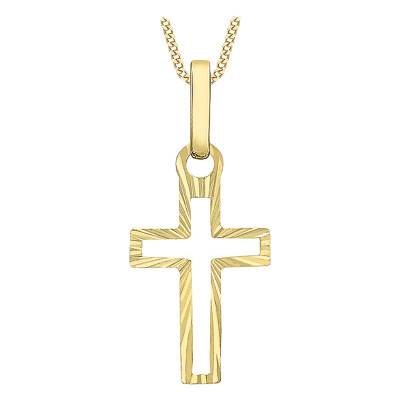 375 Yellow Gold Sunburst Cross Pendant - Emanessence