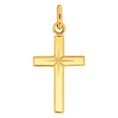 Yellow Gold Star Cross, 14 x 27 mm - Emanessence