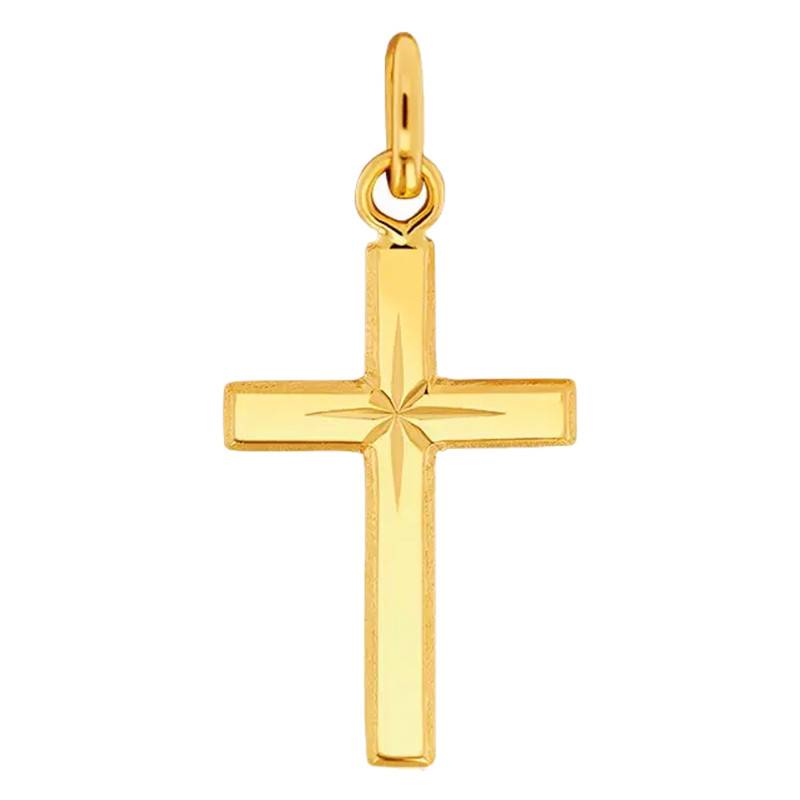 Yellow Gold Star Cross, 14 x 27 mm - Emanessence