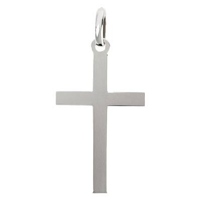 750/1000 White Gold Simple Cross Pendant - Emanessence