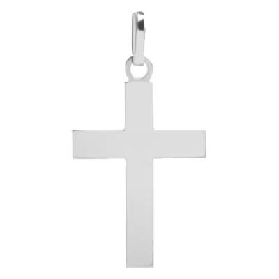 Simple Flat Cross White Gold 375 or 750 - Emanessence