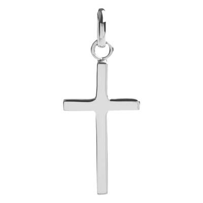 Croix Plate Polie Or Blanc 750 - Emanessence