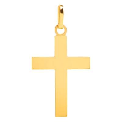 Croix Plate Simple Or Jaune - Emanessence