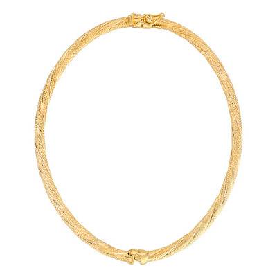 Bracelet Jonc Torsadé Diamanté, Or Jaune 375, Largeur 3,75 mm - Emanessence