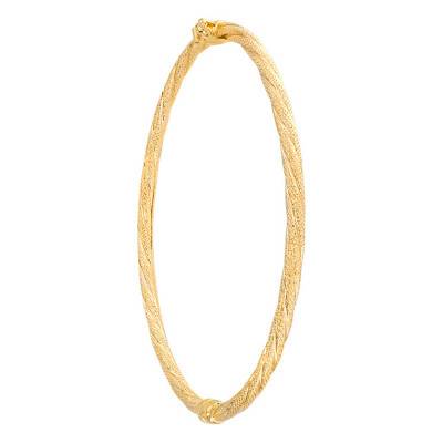 Bracelet Jonc Torsadé Diamanté, Or Jaune 375, Largeur 3,75 mm - Emanessence