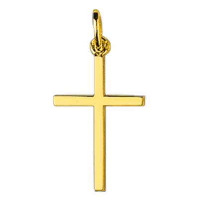 750/1000 Yellow Gold Square-Section Cross, Dimensions 15 x 30 mm - Emanessence