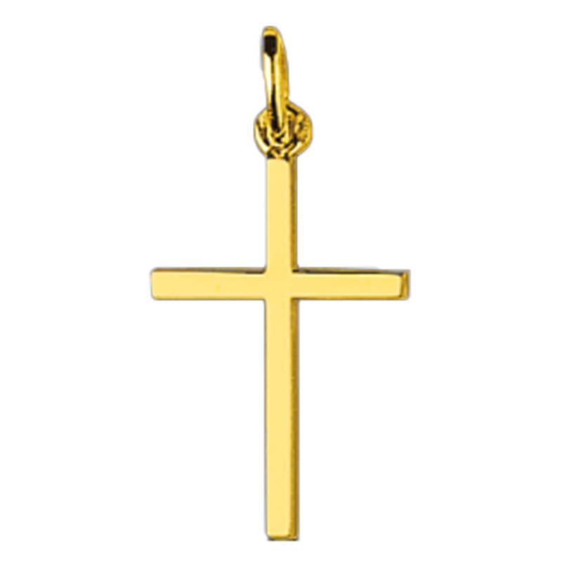 750/1000 Yellow Gold Square-Section Cross, Dimensions 15 x 30 mm - Emanessence