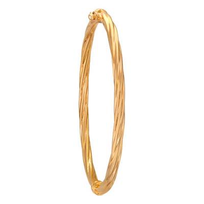 Bracelet Jonc torsadé Or Jaune 375, Largeur 3,74 mm - Emanessence