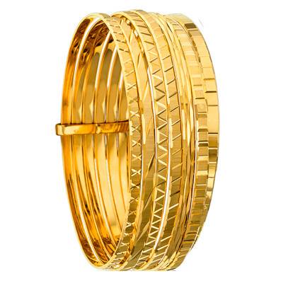 Bracelet Jonc Semainier Gravé Or Jaune 750, Diamètre 70 mm, Largeur 3,30 mm - Emanessence