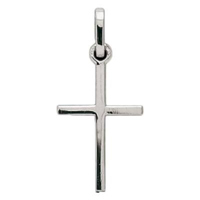 Croix Section Carrée Plate Or Blanc - Emanessence