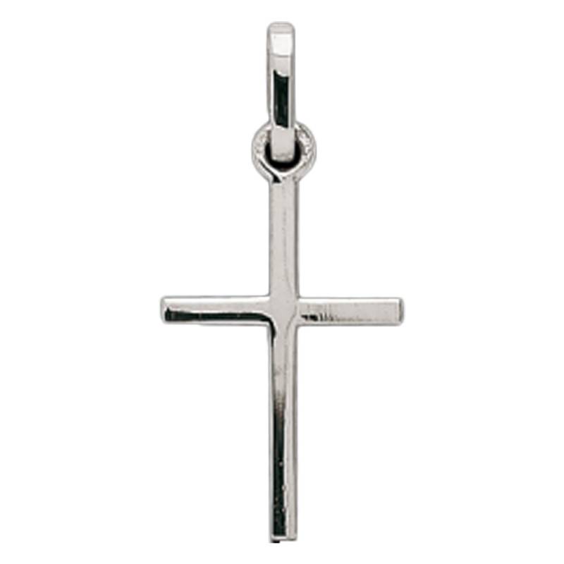 White Gold Flat Square Section Cross - Emanessence