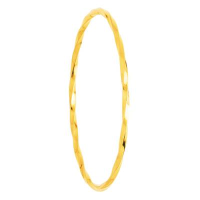 Bracelet Jonc Vrillé Massif, Fil carré, Or Jaune 750, Diamètre 65 mm, Largeur 1,80 mm à 2,60 mm - Emanessence