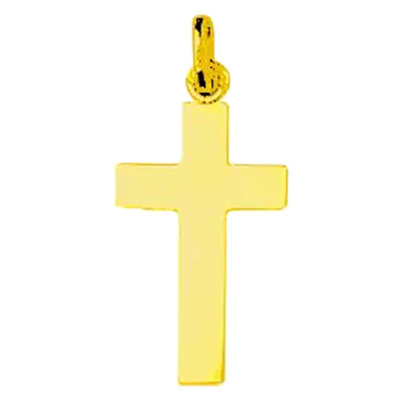 750 Yellow Gold Simple Flat Cross - Emanessence
