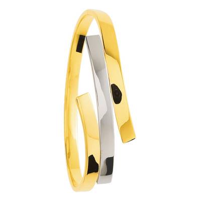 Bracelet Grand Enlacement Fil Plat Creux 2 Ors 750, 50 mm x 60 mm, Largeur 5,00 mm - Emanessence