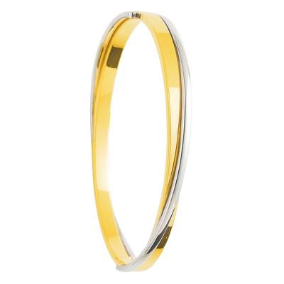 Bracelet Double Rotation Fil Carré 2 Ors 750, Dimensions 50 mm x 60 mm, Largeur 2,00 mm à 5,00 mm - Emanessence