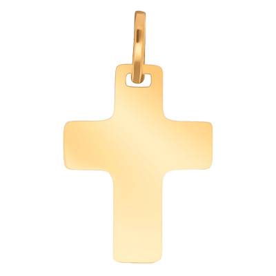 Plain Flat 750 Yellow Gold Cross, 17 x 22 mm - Emanessence