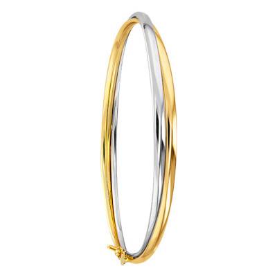 Bracelet Jonc Fil Rond Creux en 2 Ors 750, Dimensions 50 mm x 60 mm, Largeur 3 mm - Emanessence