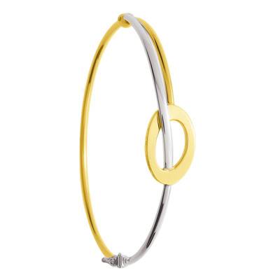 Bracelet Simple Ellipse Fil Rond Creux 2 Ors 750, Dimensions 50 mm x 60 mm, Largeur 2,00 mm - Emanessence
