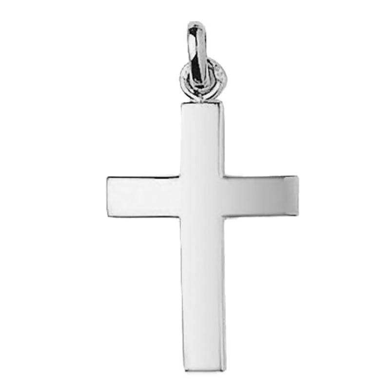 750/1000 White Gold Polished Cross, Size 14 x 23 mm - Emanessence