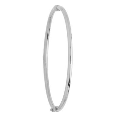 750/1000 White Gold Hollow Smooth Bangle Bracelet, Size 50 mm x 60 mm, Width 3 mm - Emanessence