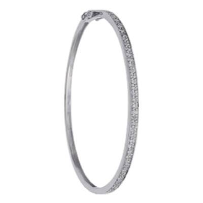 Bracelet Jonc Ouvrant Diamants & Or Blanc 750, Dimensions 48 mm x 55 mm - Emanessence