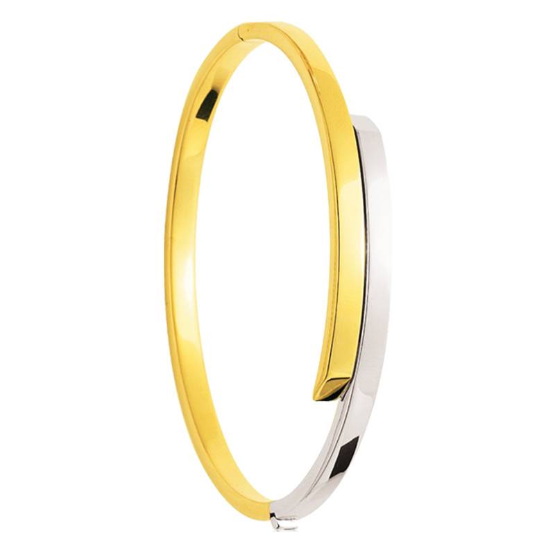Two-Tone 750/1000 Gold Hollow Half-Bangle Bracelet, Width 4 mm - Emanessence