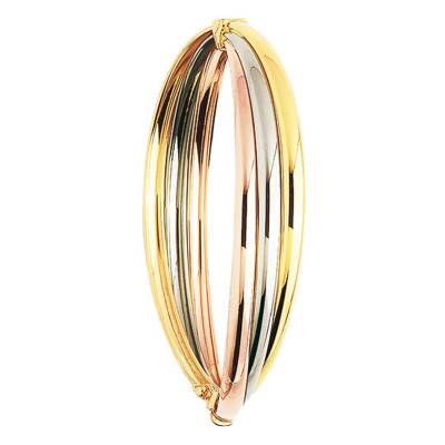 Bracelet Demi Joncs Plats Soudés Massif 52 x 57 mm 3 Ors 750, Largeur 4,00 mm - Emanessence