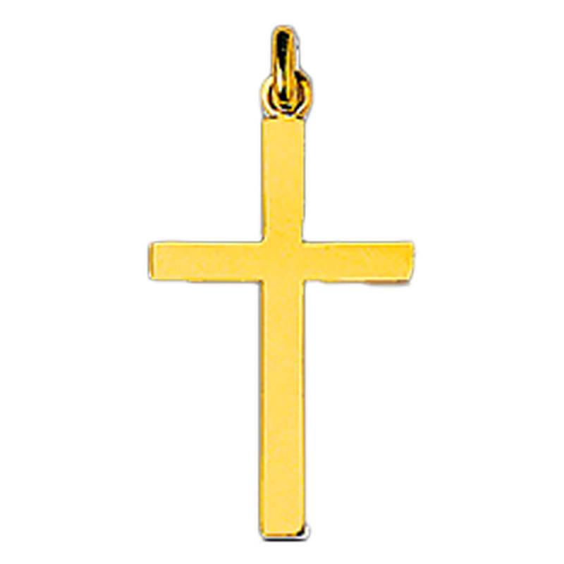 Large Simple 750 Yellow Gold Cross, 19 x 33 mm - Emanessence