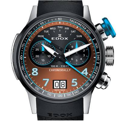 Chronorally Chronograph 45 Watch 38003-TINBU-BRNBU - Edox