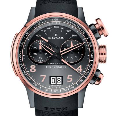 Chronorally Chronograph 45 Watch 38003-TINGR-GNR - Edox
