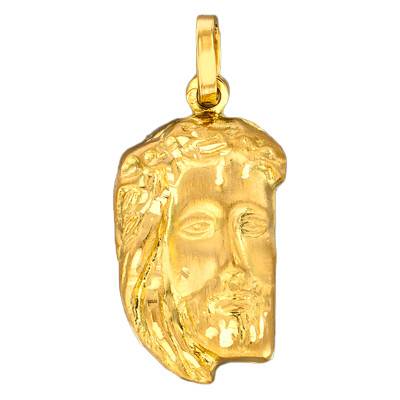 750/1000 Yellow Gold Christ Face Medal - Emanessence