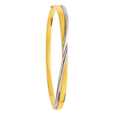 Double Rotation Slim Square Wire Bracelet in Two-Tone 750/1000 Gold, Dimensions 50 mm x 60 mm, Width 3 mm - Emanessence