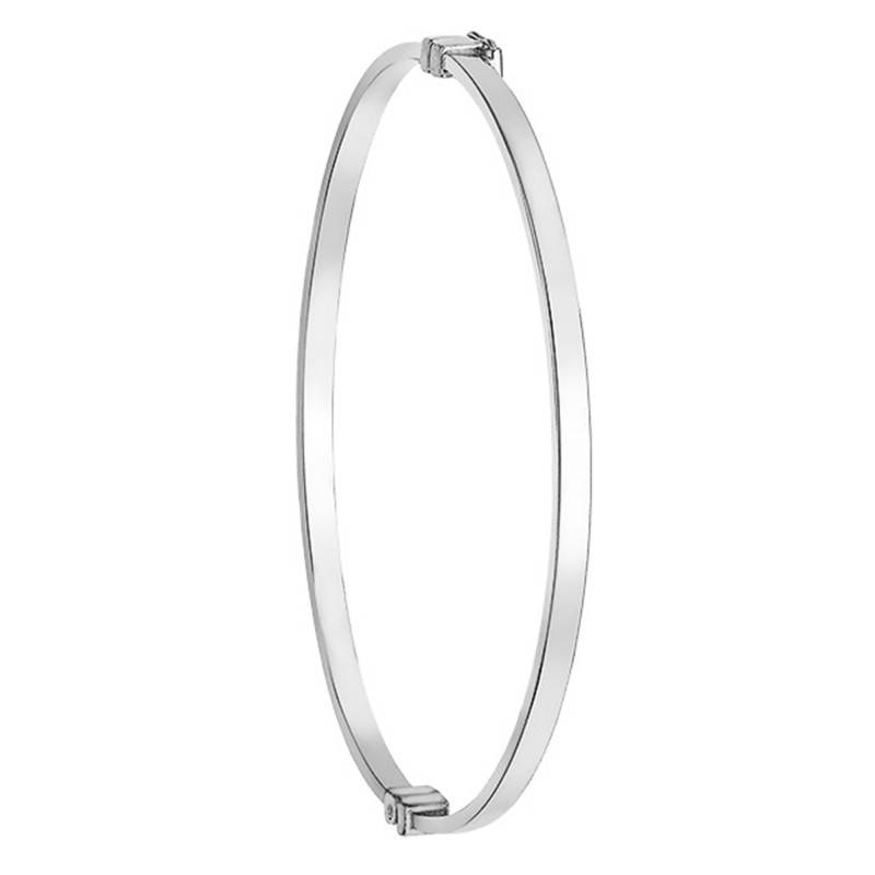 375 White Gold Rectangular Bangle Bracelet, 3 mm Width - Emanessence