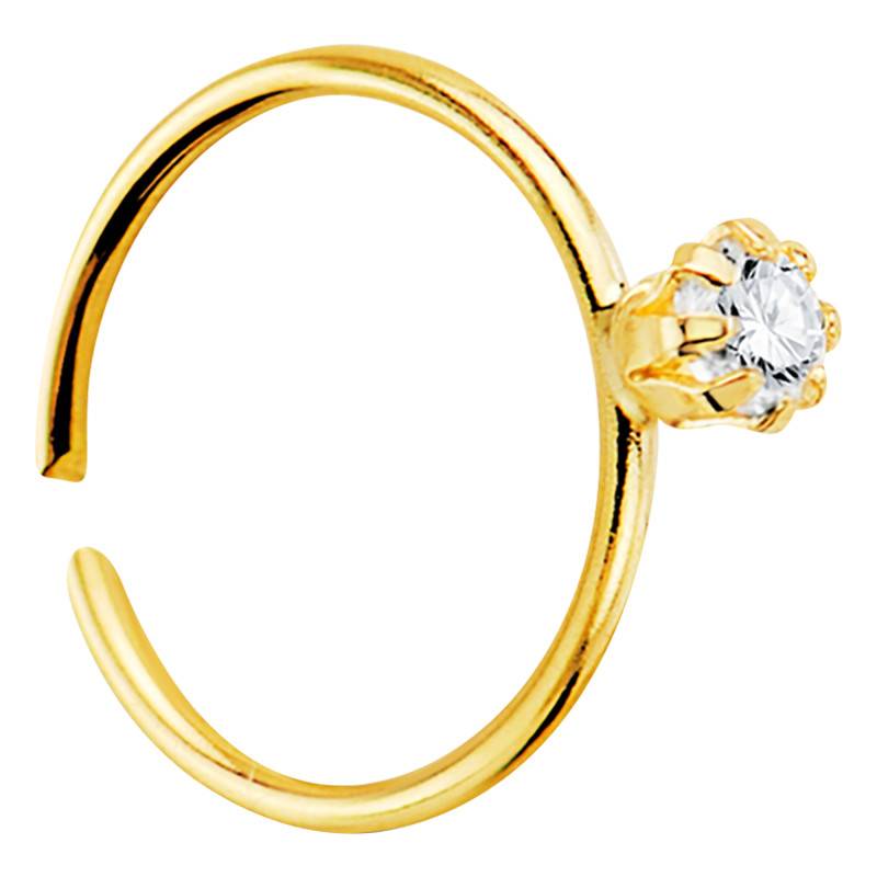 750/1000 Yellow Gold & White Cubic Zirconia Nose Piercing - Emanessence