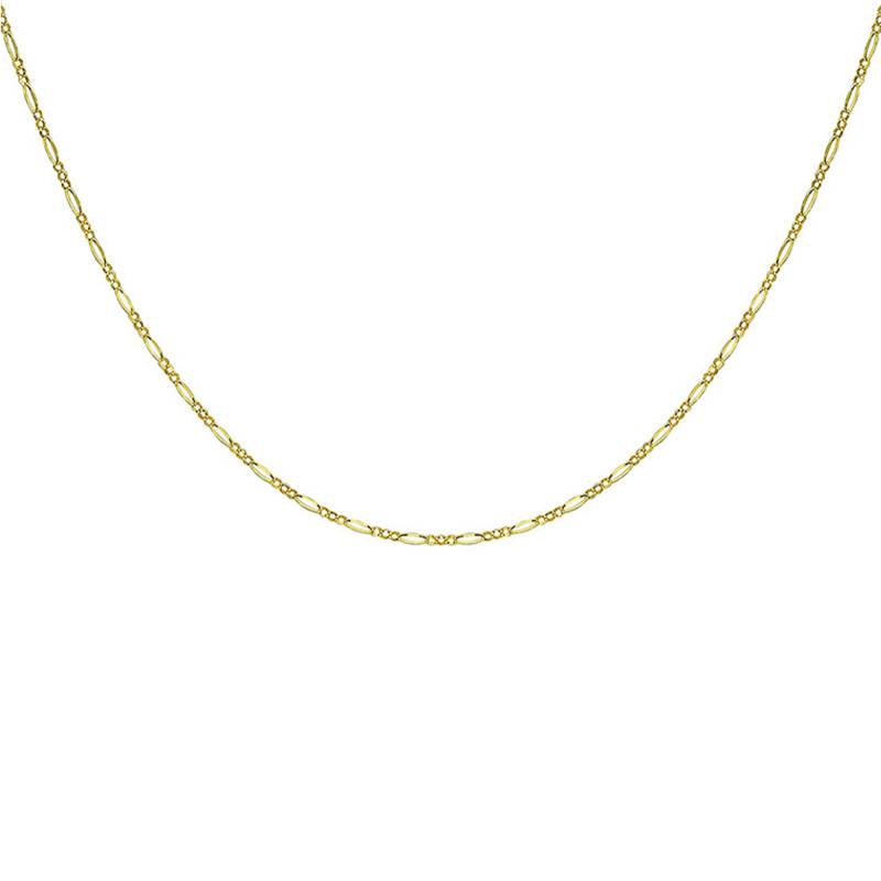 375 Yellow Gold Triple Alternating Figaro Chain, Length 46 cm, Width 2.50 mm - Emanessence