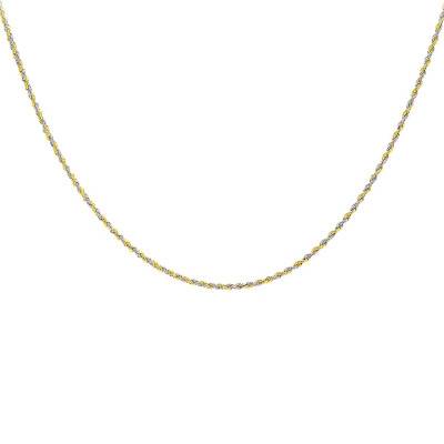 Chaine Corde Bicolore Or Jaune 375, Longueur 50 cm, Largeur 2,20 mm - Emanessence