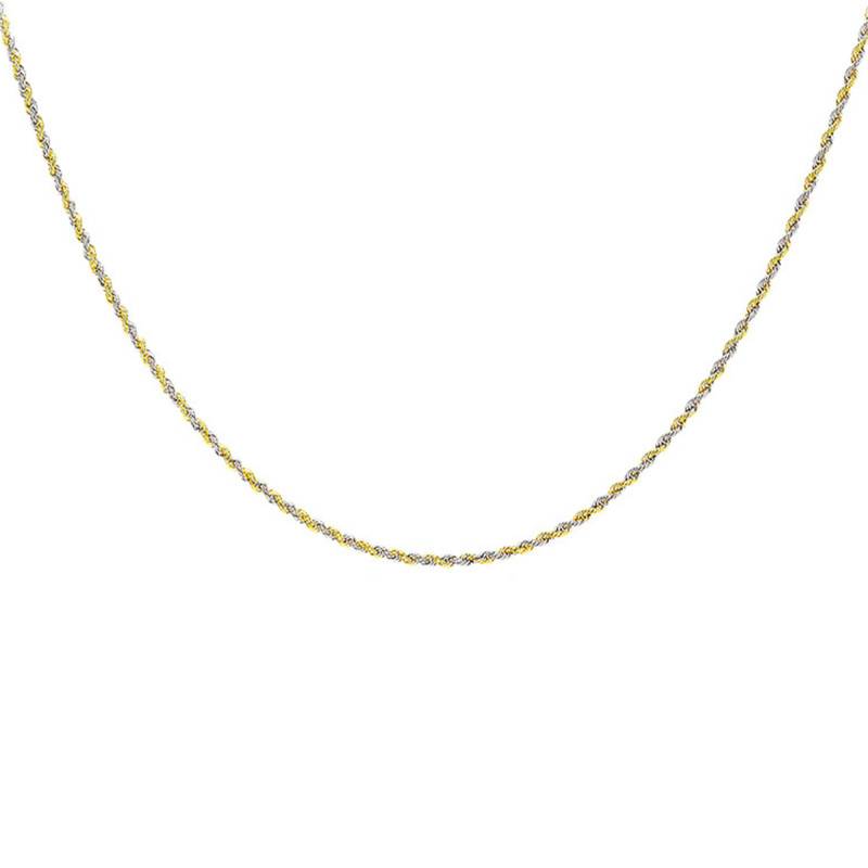 Bicolor 375/1000 Yellow Gold Rope Chain, Length 50 cm, Width 2.20 mm - Emanessence