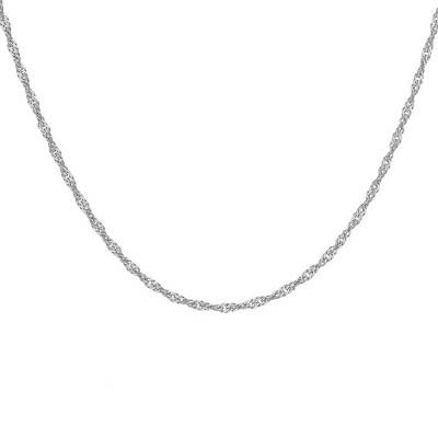 Chaîne Gourmette Torsadée Platine, Longueur 46 cm, Largeur 1,30 mm - Emanessence