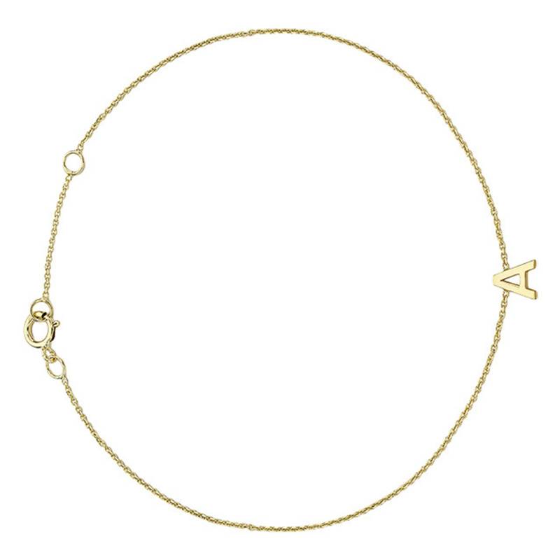 375/1000 Yellow Gold Initial Bracelet, Adjustable Length 15 cm to 18 cm - Emanessence