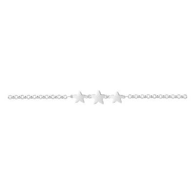 925 Rhodium-Plated Silver Star Bracelet, Adjustable Length 17 cm to 20 cm - Emanessence