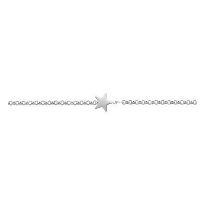 925 Rhodium-Plated Silver Star Bracelet, Length 18 cm to 19.5 cm - Emanessence